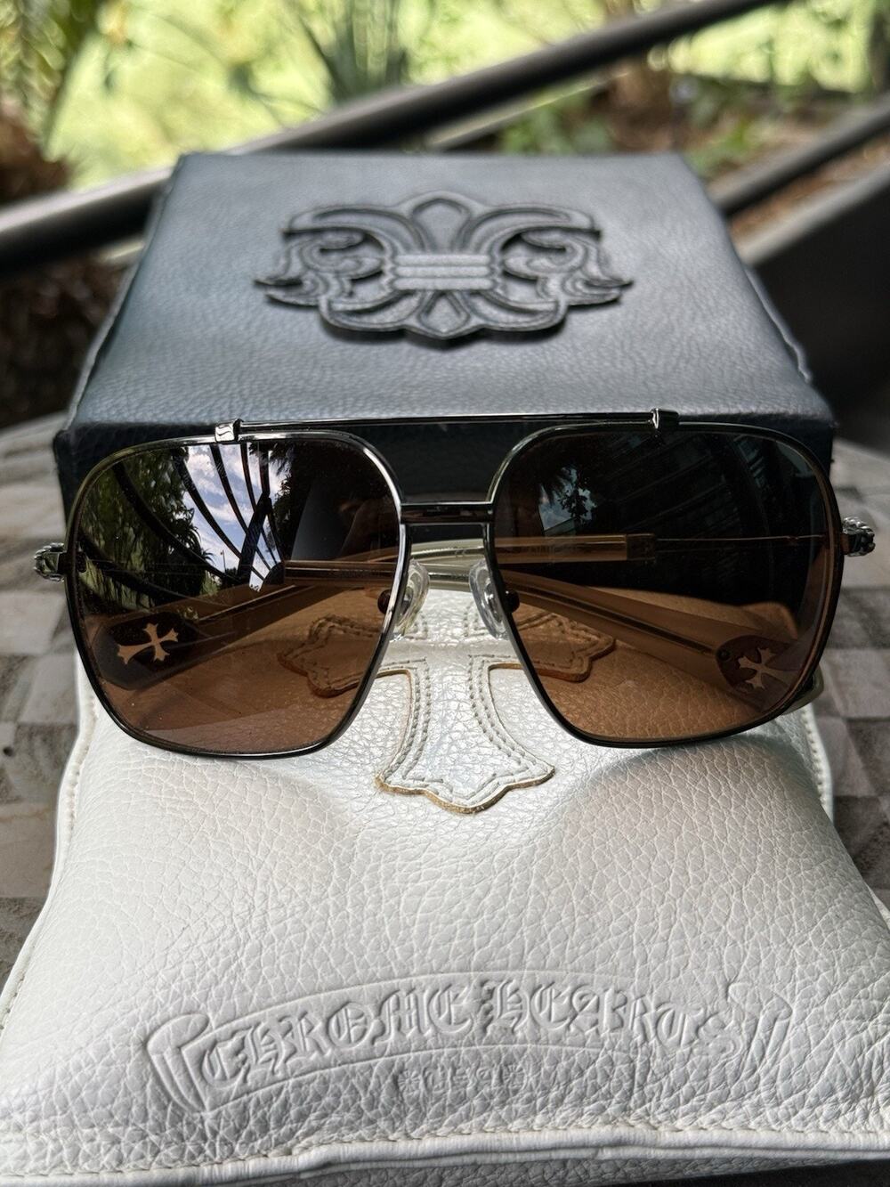 Chrome Hearts QUICKIE Sunglasses Glasses Aviator Cross Hardware Rare Vintage